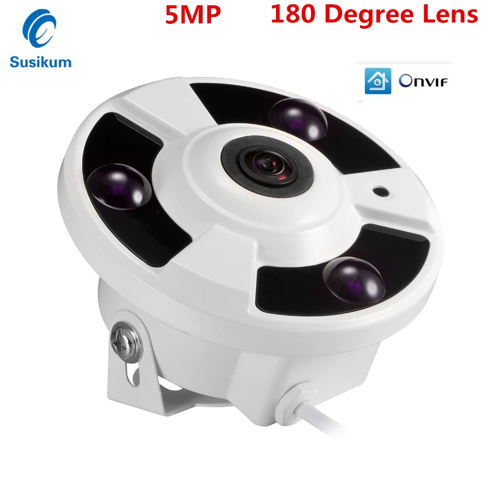 

Indoor Security Camera IP 5MP 1.7mm Lens 180 Degree Face Detection ONVIF P2P View Metal Dome Home Camera Night Vision