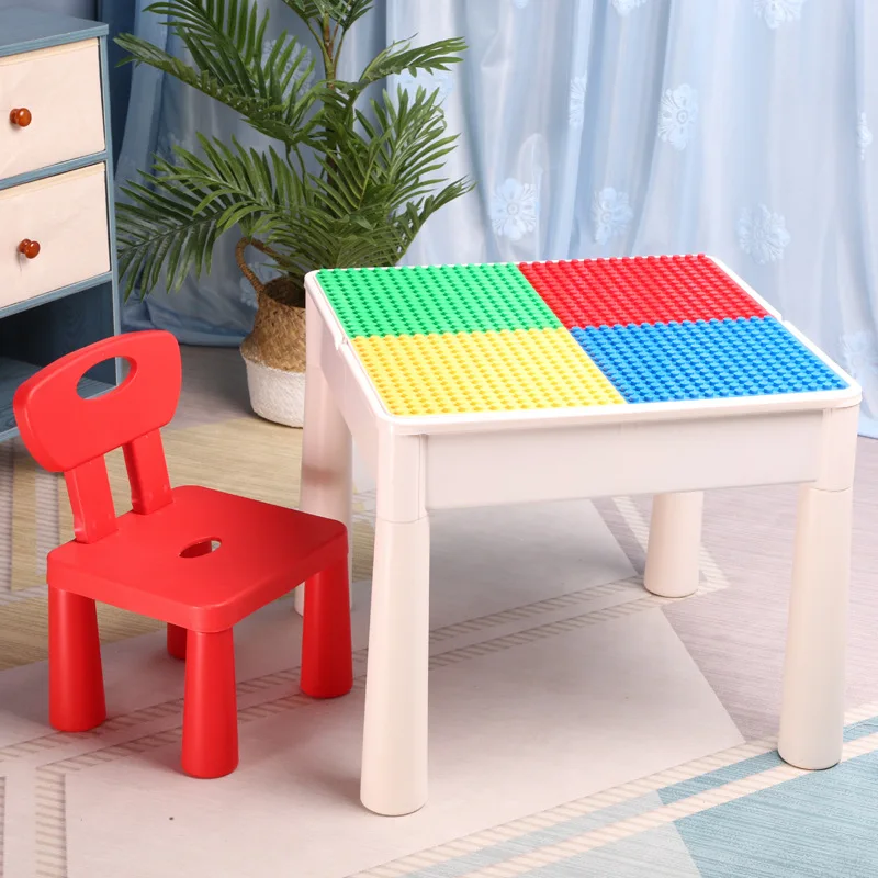 Детские Многофункциональные строительные блоки, стол со стульями, большие и большие частицы, опорная плита, стол, сделай сам, детские игрушки JM341