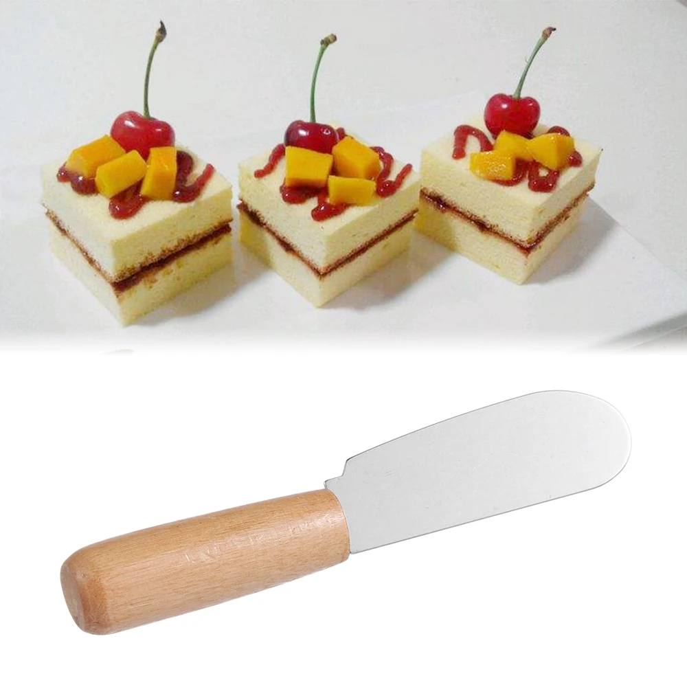 1/2PCS Mini Sandwich Home Butter Cheese Slicer Knife Stainless Steel Spatula Scraper Knives Kitchen Tools with Wooden Handle