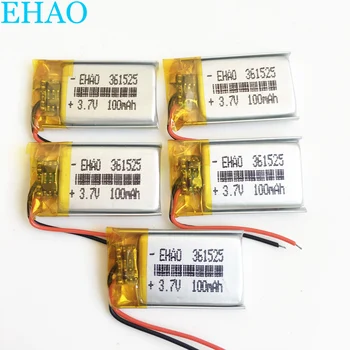 

5 pcs 361525 3.7V 100mAh Lithium Polymer LiPo Rechargeable Battery For Mp3 PAD DVD E-book GPS bluetooth pen headset headphone