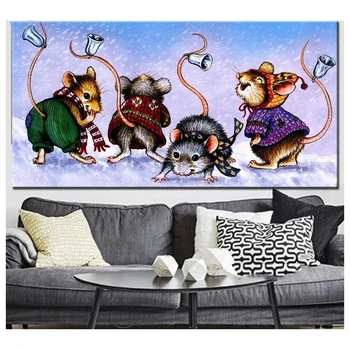 

Full Square Round 5 D Diy Diamond Painting mice happy Rattle Diamond Embroidery art diamond Mosaic animals Picture Needlework,