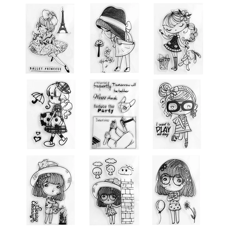 Силиконовый прозрачный штамп для девочек новинка 2020 сделай сам скрапбукинга