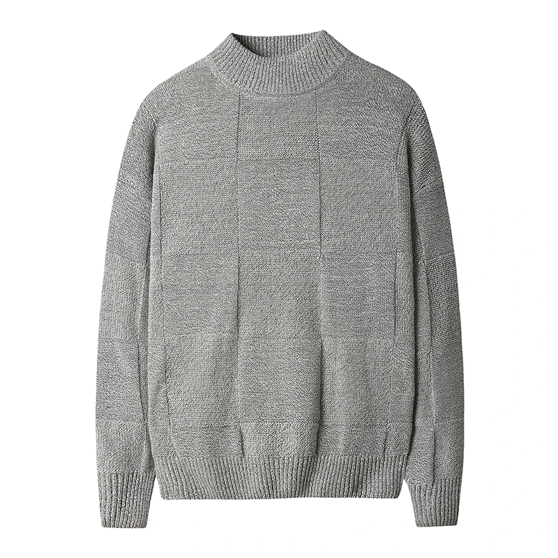 GustOmerD 2019 New Arrive Winter Pullovers Men Sweaters Casual Plaid Half Turtleneck Men Fashion Soft Warm Sweater Men
