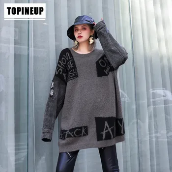 

Harajuku winter fashion vintage womenletter loose Pullover Knitted sweater o-neck long sleeve loose knitted sweater female