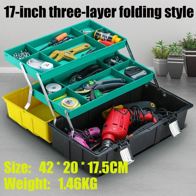 mini tool bag Household maintenance tools portable electrician box multi-function three-layer folding hardware tool box car storage box tool chest with tools Tool Storage Items