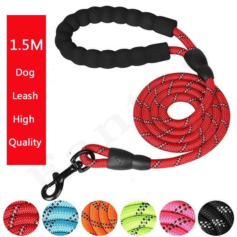 

Hot Style Reflective Dog Leash Lead Rope Nylon Round Rope Pet Lead Dogs Leashes Strap Dog Belt Rope Pet Walking Training Leash