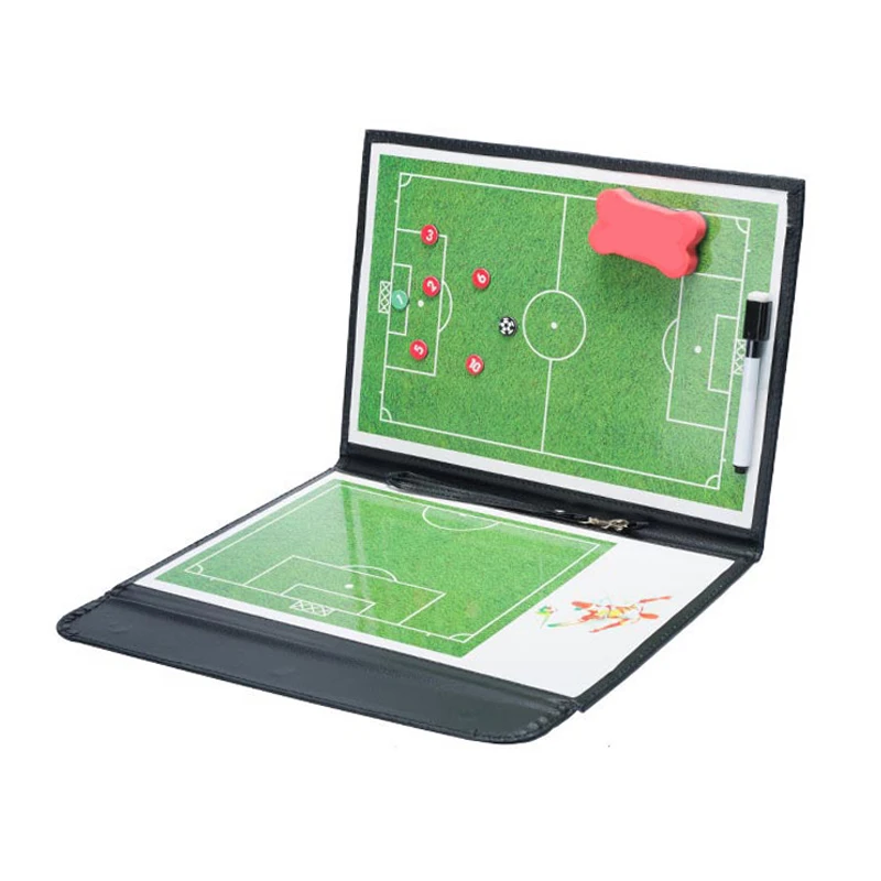 3 fold tactic board2 Портативная футбольная тактическая доска, Складная магнитная кожаная футбольная тренерская тренировочная доска для соревнований, стираемая тактическая доска для футбольного мяча - Цвет: 3 fold tactic board2