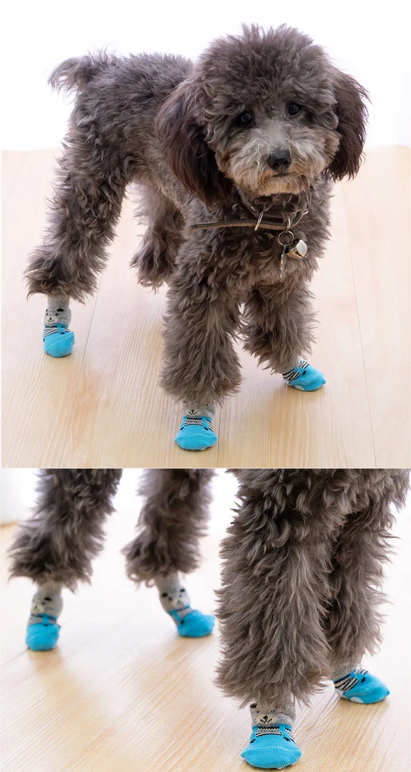 4 шт. милые модные носки для домашних животных нескользящие носки для собак с защитой от грязи