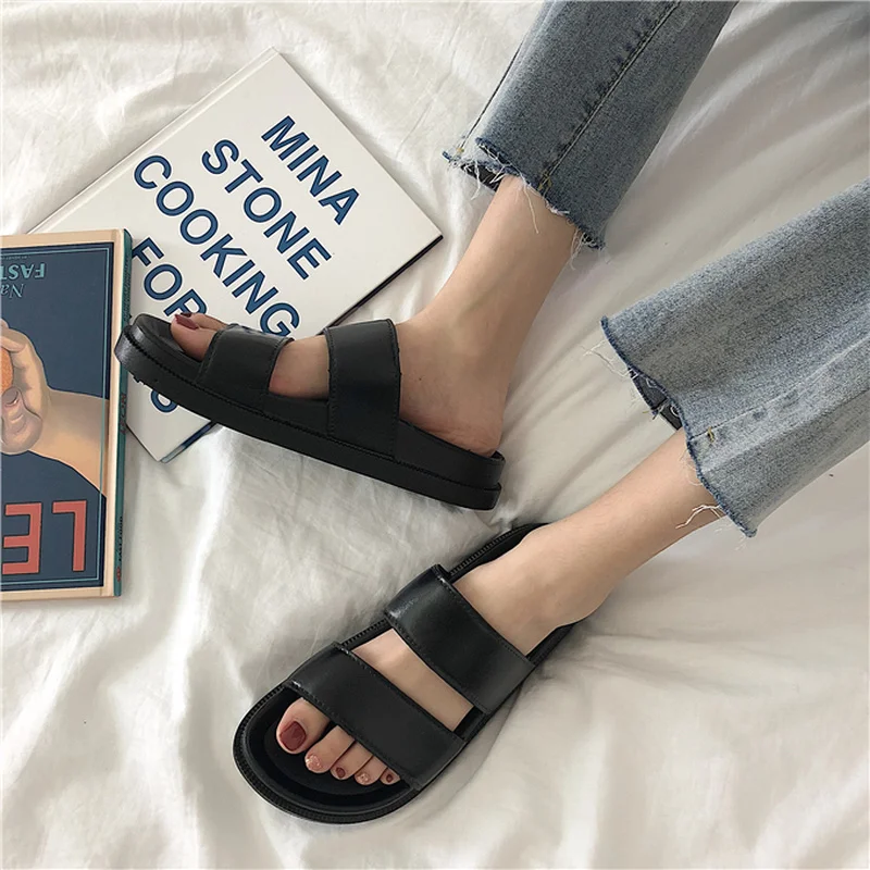 

Женские шлепанцы на плоской подошве, летние повседневные шлепанцы с регулируемой пряжкой, легкие домашние тапочки, 2020