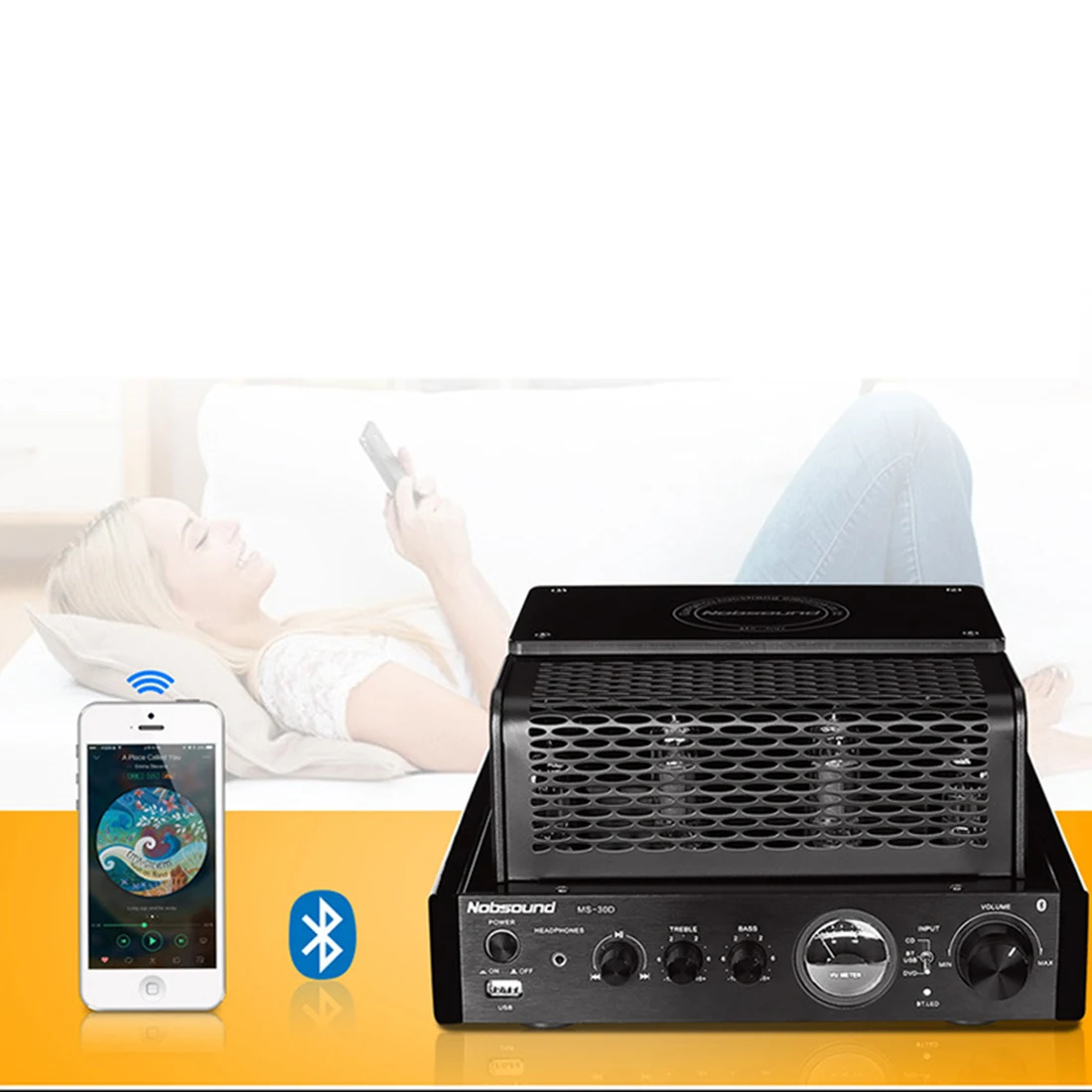 Nobsound MS-30D Bluetooth HiFi аудио вакуумный ламповый усилитель плеер домашний аудио усилитель 220 В питание плоский разъем Bluetooth поколение
