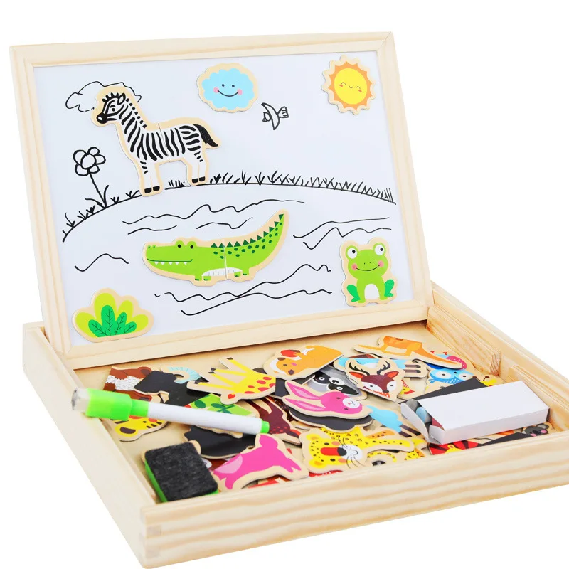 QZM лесное животное Joypin доска для рисования двухсторонняя магнитная доска для рисования детская игрушка деревянная детская обучающая