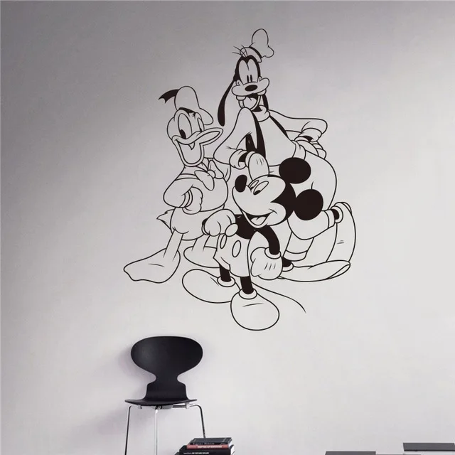 Disney Creative DIY cute Mickey Mouse & Donald Duck & Goofy wall stickers for kids room bedroom accessories home decoration