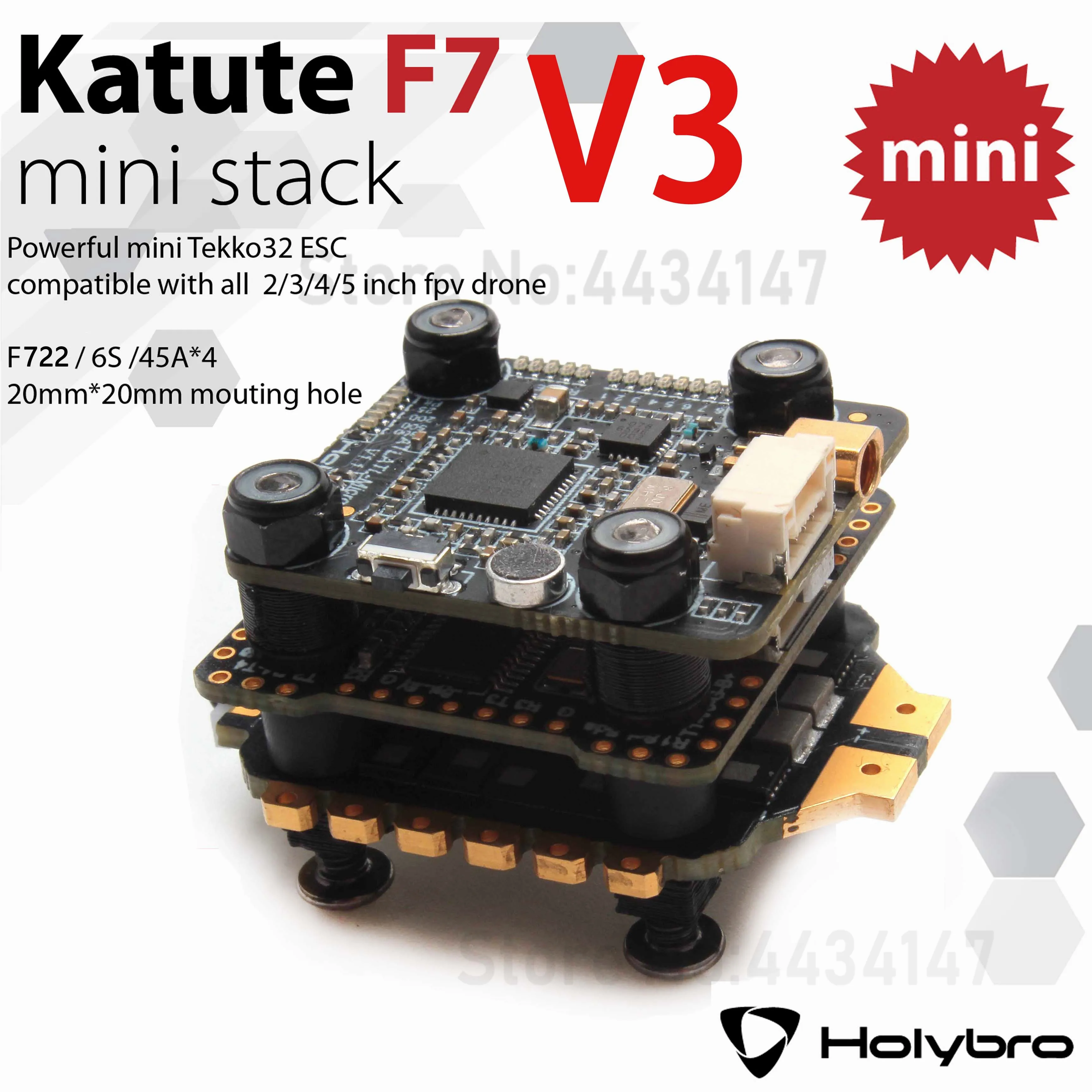 Holybro Kakute F7 mini V3 Контроллер полета и Tekko32 F3 4in1 45A ESC upgrade & Atltal HV Micro VTX Combo Stack 20*20