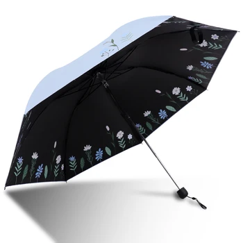 

Creative Mini Parasol Women Sun Umbrella Art Rain 3 Floding Windproof Unbrella Uv Protection Kids Famale Girls Umbrellas W