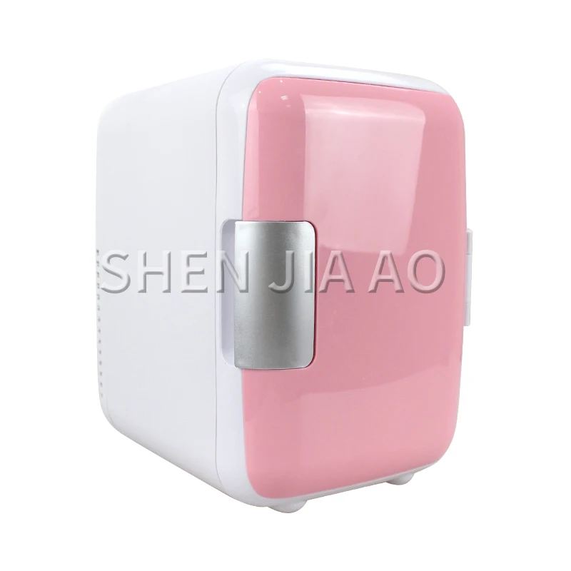 4L автомобильный холодильник с подогревом и охлаждением, небольшой холодильник, портативный холодильник, автомобильный бытовой двойной холодильник 220-240 В/12 В - Цвет: Розовый