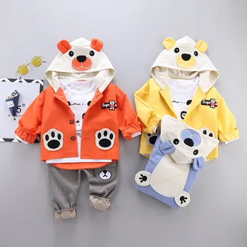 

Spring Autumn Infant Newborn Custumes Fashion Baby Boy Clothes 3Pcs Jackect top Pants Outfits birthday Party boys Clothes