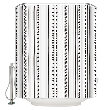 

Shower Curtain Waterproof Polyester Fabric Shower Curtain Geometric Triangular Lines Linear Stripes