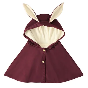 

Infant Baby Girls Winter Warm Rabbit Ear Hoodie Coat Cloak Thicken Solid Print Jacket Cute Kids Outerwear Hot