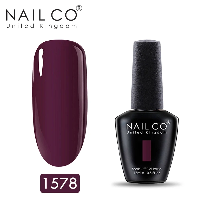 NAILCO, новинка, 15 мл, УФ Гель-лак, лак для ногтей, набор красок, маникюр, геллак, Полупостоянный Гибридный гвоздь, искусство, макияж, Черный Гель-лак для ногтей - Цвет: 1578