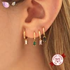 Boucles d'oreilles en argent Sterling réel 925 pour femmes boucles d'oreilles rondes minimaliste coloré Zircon argent bijoux pendientes cadeau 2022 A ► Photo 1/6