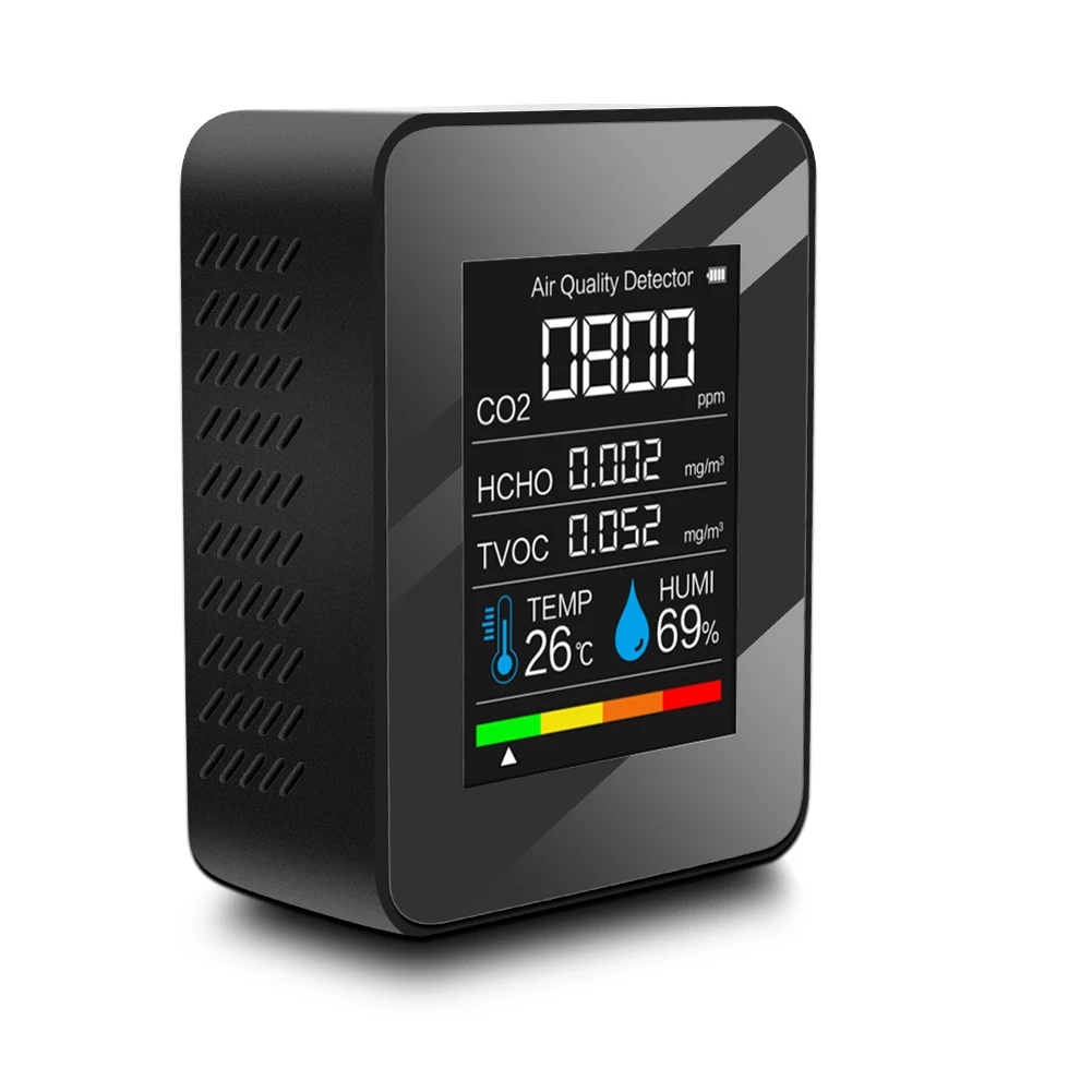 CO2 Meter Digital Temperature Humidity Sensor Tester Air Quality Monitor CO2 Detector Carbon Dioxide PM2.5 TVOC HCHO Detector