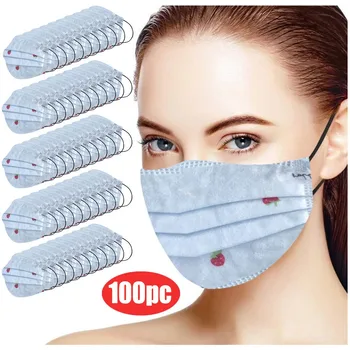 

100pcs Disposable Face Warm Mask Unisex Sunscreen Unwashable Mouth Cover All Kinds Of Beautiful Prints Windproof Face Product