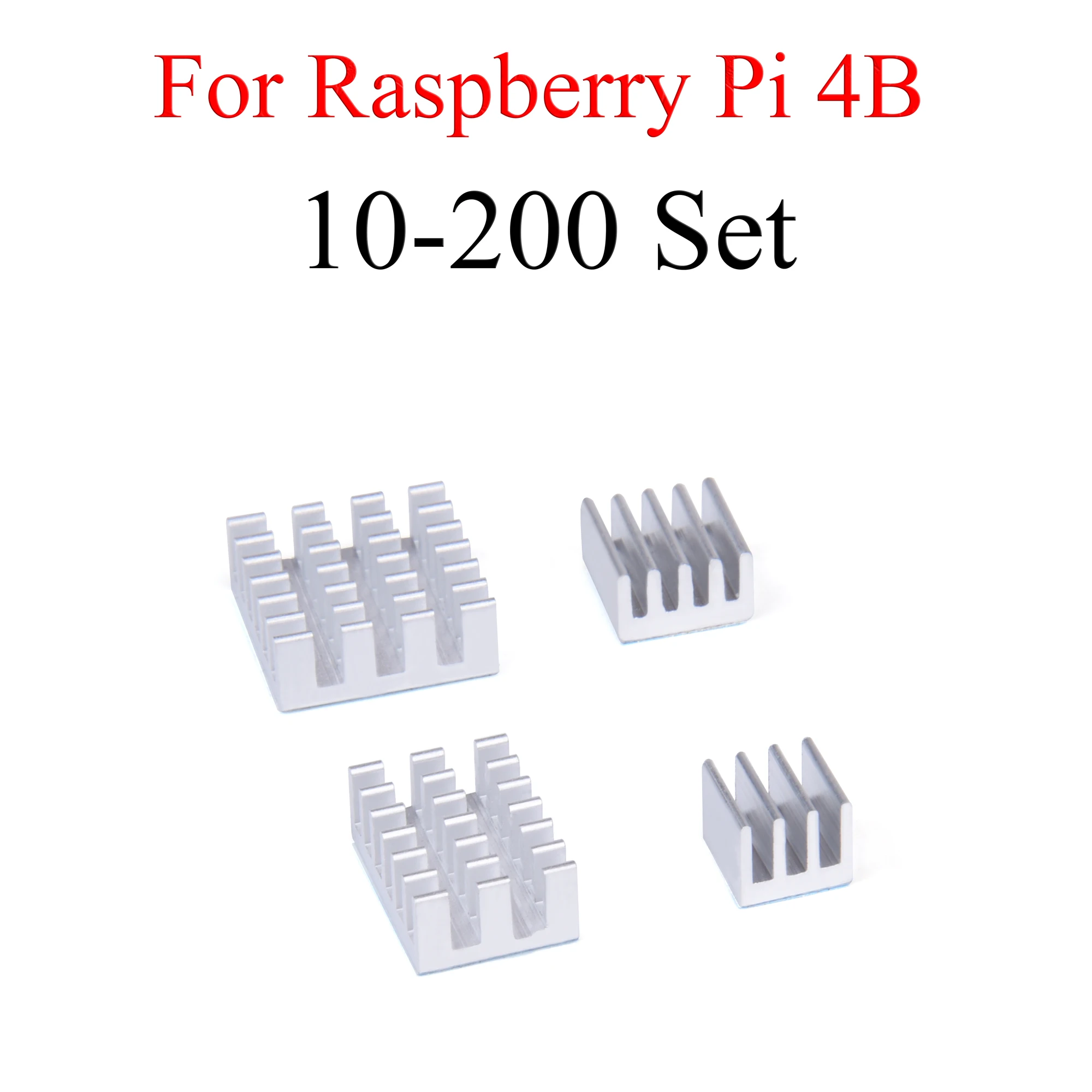 10 - 200 Set dissipatore di calore in alluminio dissipatore di raffreddamento dissipatore di calore Kit 4 pezzi radiatore per Raspberry Pi 4 modello B argento