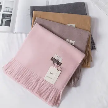 

Imitation Cashmere Women Scarf Mujer Bufanda Solid Color Wrap Muffler Ultra Long Cape Shawls Tassels Cape Poncho Soft Mantilla