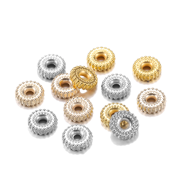 8mm Gold Rhodium CCB Material Spacers Loose Beads for Bracelet Necklace Jewelry Making Findings