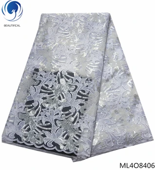 

BEAUTIFICAL organza laces fabric high quality nigerian lace fabrics with sequin organza laces dress with beads 5yards ML4O84