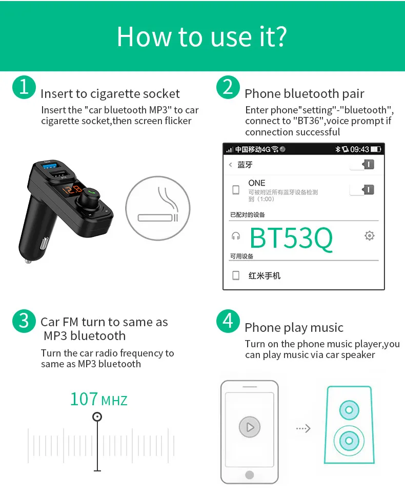 Bluetooth версия 3,0 автомобильный комплект Hands Free беспроводной Bluetooth fm-передатчик светодиодный экран USB зарядное устройство MP3-плеер USB аккумуляторная батарея# YL6