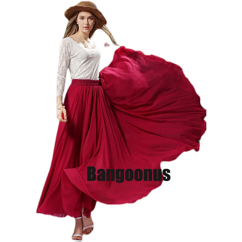 

New Belly Dance Skirt Oversized Swing High Waist Thin Three-layer Chiffon Skirt Oriental Dance Skirt Bohemian Beach Fairy Skirt