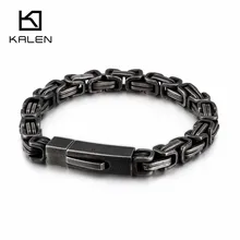 Матовые византийские браслеты на цепочке в стиле панк для мужчин, 21 см, нержавеющая сталь, матовый черный браслет на цепочке, мужские байкерские ювелирные изделия