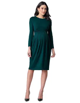 

Maternity Clothes Long-sleeved Pregnant Women Dress Spring And Autumn Round Neck Pleated Skirt Large Size Tide