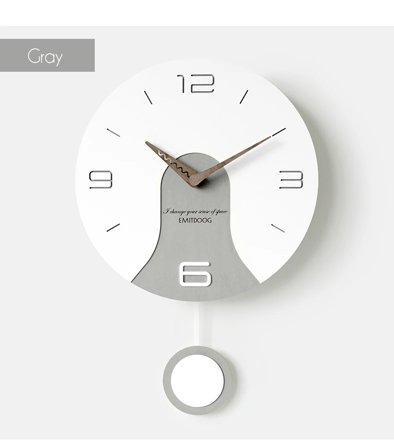 Creative Swing Wall Clock Brief Design Wood Minimalist Wall Clock Nordic Quartz Zegarek Na Sciane Living Room Home Decor SS60WC