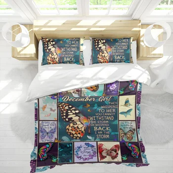 

December girl butterfly 3D Printed 3pcs Bedding Set Duvet Cover Bed Cover Set Bedspreads Home Textiles