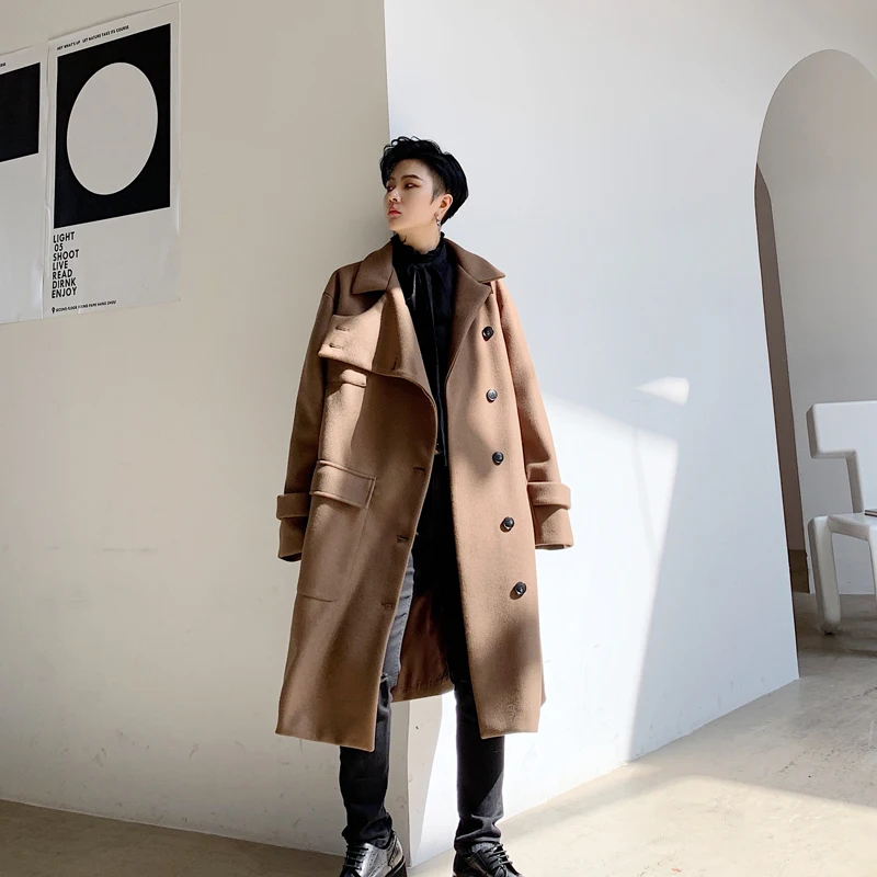YASUGUOJI Fashion Irregularity Length Single Breasted Mens Coat Winter Long Coat Men Designer Mens Woolen Coat Abrigo Hombre YASUGUOJI Fashion Irregularity Length Single Breasted Mens Coat Winter Long Coat Men Designer Mens Woolen Coat Abrigo Hombre