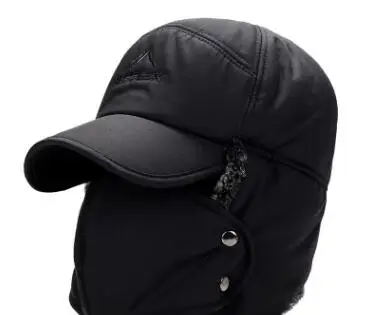 Водонепроницаемая зимняя теплая шапка с маской, дышащая, ветрозащитная, велосипедная, зимняя, Hikking, маска для лица, теплая шапка для папы - Цвет: black