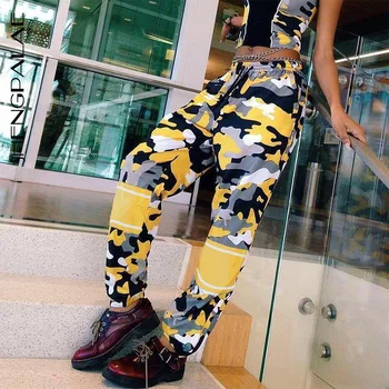 

SHENGPALAE 2020 Summer Patchwork Joggers Sweatpants Harajuku Woman Trousers Elastics High Waist Hit Colot Splice Pants ZA4092