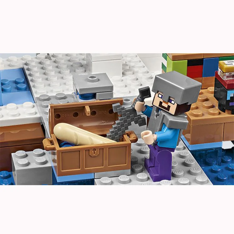 DECOOL MC Minecrafteds шипы против льда Стива мини-фигурка слова Дети Рождественский подарок Модель Строительный блок Набор кирпичная игрушка