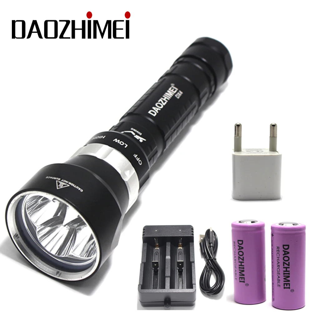 8000LM Underwater Dive Light led flashlight 5*L2 Diving lamp Torch Waterproof Lighting Lantern+2x6800MA 26650 Battery+charger