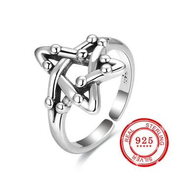 

Korean version of 925 sterling silver ring, pentagram silver ring, vintage style ladies wedding gift silver 925 accessories