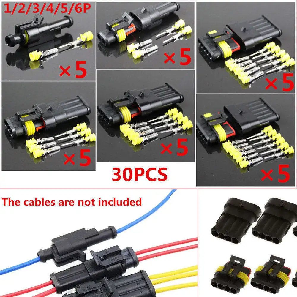 

30pcs/5set 1 2 3 4 5 6 Pin Way Sealed Electrical Wire Connector Plug Car Moto Automotive connector