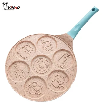 

YIHAO Kitchen Pot Smiley Face Pancake Pan Fun Enjoy Mini Pancake Omelette Pan with Double Layer Non Stick Coating Pancake Pan