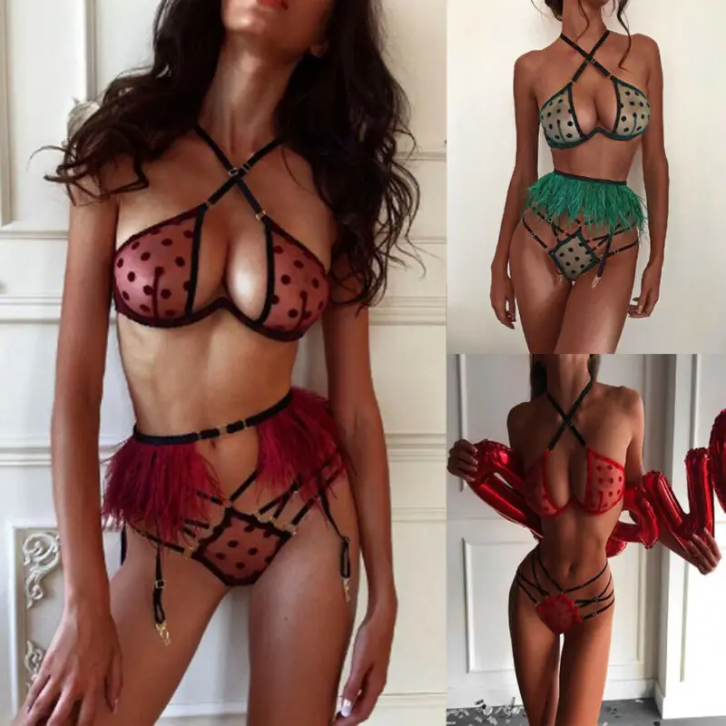 Женское бикини Babydoll 2 шт. сексуальное кружевное нижнее белье ночная рубашка