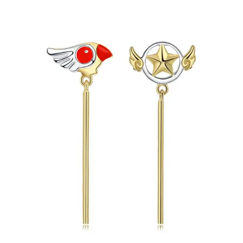 Anime Card Captor Sakura 925 Sterling Silver Drop Earrings