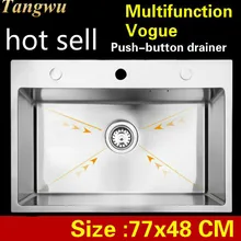 Apartme большие кухонные ручная раковина одинарная мойка 304 из нержавеющей стали кнопка-кнопка крылом класса люкс Лидер продаж 77x48 см