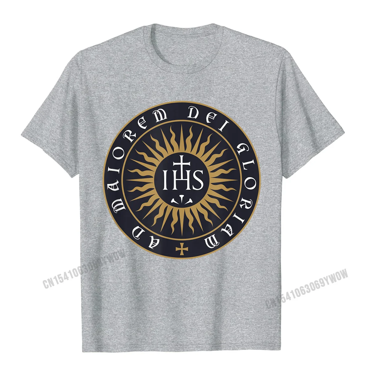 Casual Summer Tees Short Sleeve for Men 100% Cotton NEW YEAR DAY O-Neck T-Shirt Custom Tshirts Wholesale Wholesale Ignatius of Loyola Society of Jesus Catholic T-Shirt__602 grey