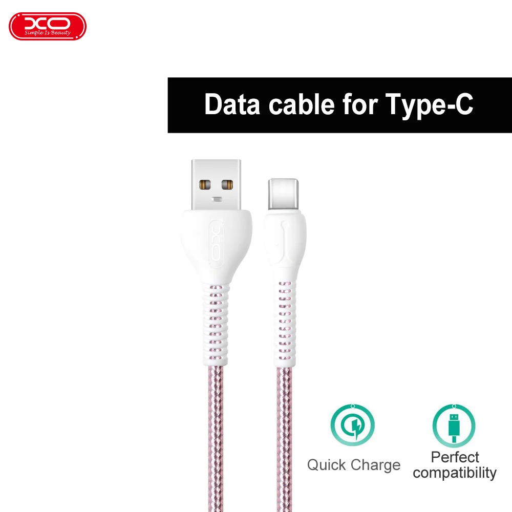 

XO Simple Type C USB Data cable Fast charging for samsung xiaomi high quality usb quick charge white pink usb Type-C Data cable