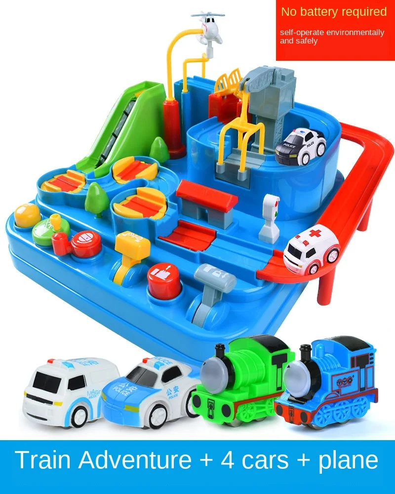 Manual Train Track Set Car Railway Toys Adventure Game For Kids Vehicle Ambulance Police Car Puzzle 3